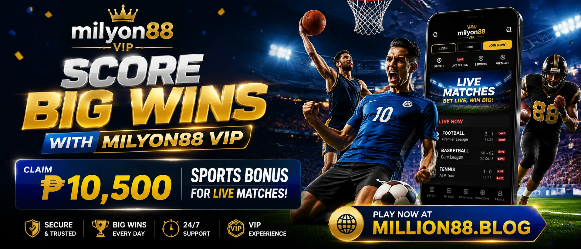 MILLION88 mobile sports interface visual